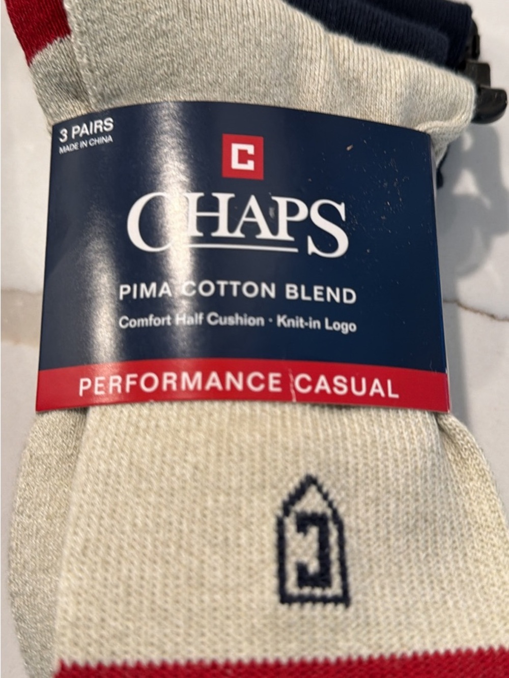 Chaps Cream, Red & Navy Striped Crew Socks - Picture 2 of 4
